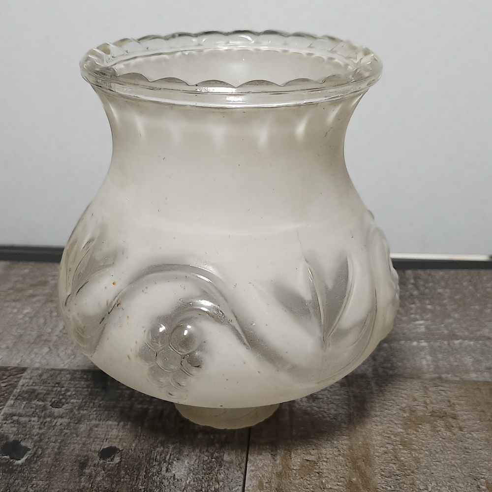 Vintage Frosted Grape and Vine Design Lamp/Chandelier Shade Mid Century
